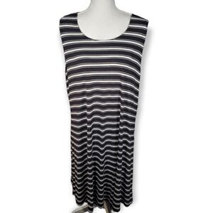 AVA & VIV BLACK & WHITE STRIPE DRESS SZ. 1X EUC